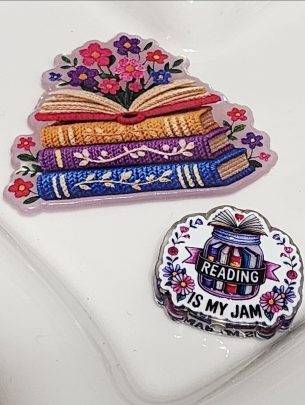 Reading Books Flatback Focal Bead Flats Badge Keychain Crafts Beaded Pen
